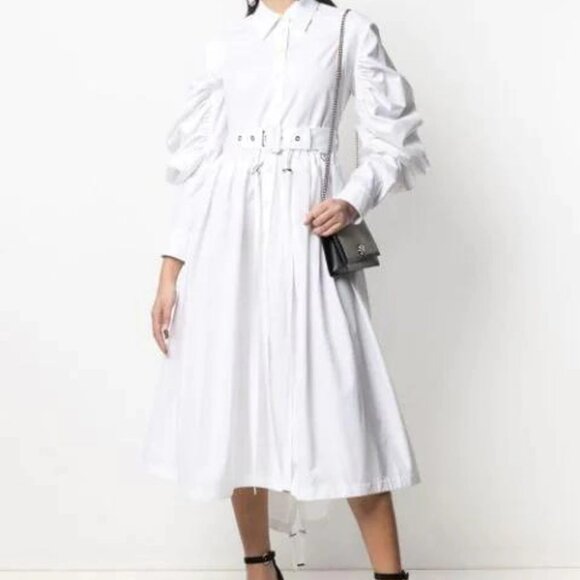 NWT$3195 ALEXANDER MCQUEEN Parka Balloon Puff Sleeve Poplin Midi Shirt Dress 40 - Picture 5 of 16